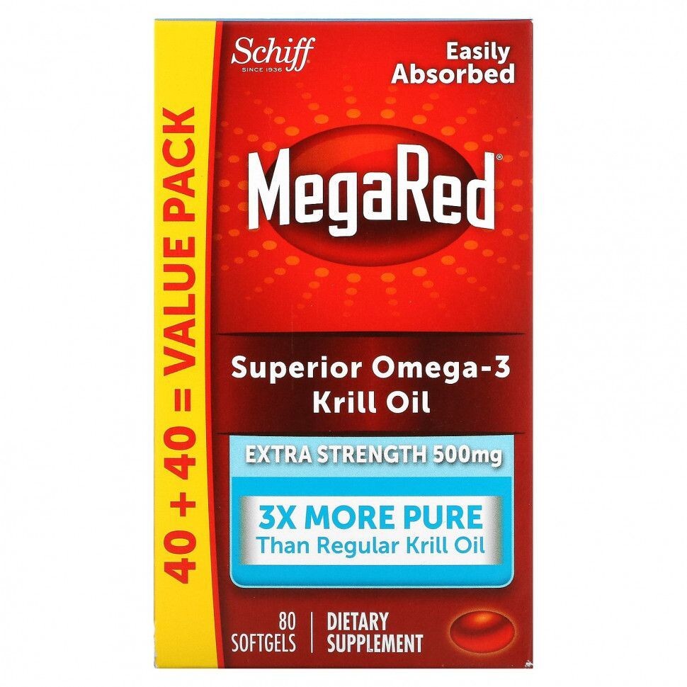 Schiff MegaRed Superior Omega-3 Krill Oil 500 mg 80 Softgels
Schiff MegaRed Superior Omega-3 Krill Oil 500 mg 80 Softgels