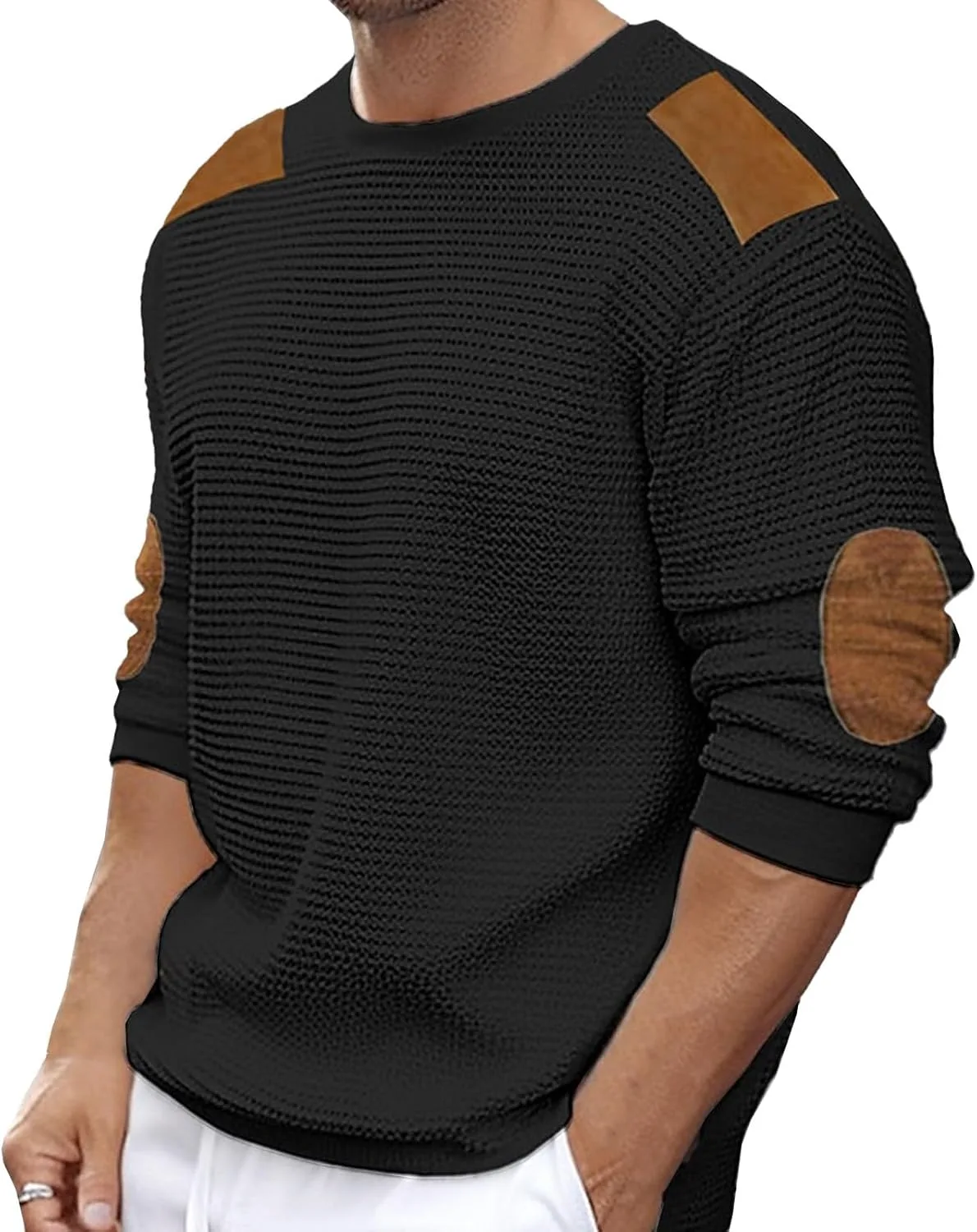 Свитер для мужчин Military Cable Knit с длинными рукавами и замшевыми вставками
Свитер для мужчин Military Cable Knit с длинными рукавами и замшевыми вставками