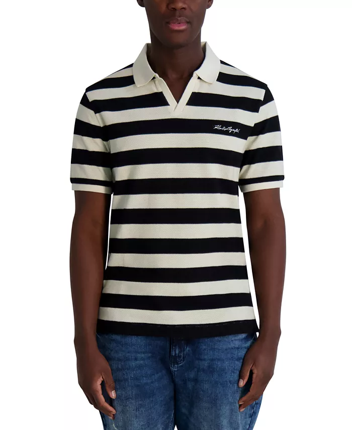 KARL LAGERFELD PARIS Мужская поло с текстурной полоской Regular Fit, белый 
KARL LAGERFELD PARIS Мужская поло с текстурной полоской Regular Fit, белый