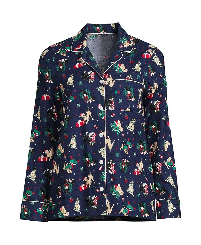 Женская фланелевая пижамная рубашка больших размеров с длинными рукавами и принтом Lands' End, цвет Deep sea navy holiday pups
Женская фланелевая пижамная рубашка больших размеров с длинными рукавами и принтом Lands' End, цвет Deep sea navy holiday pups