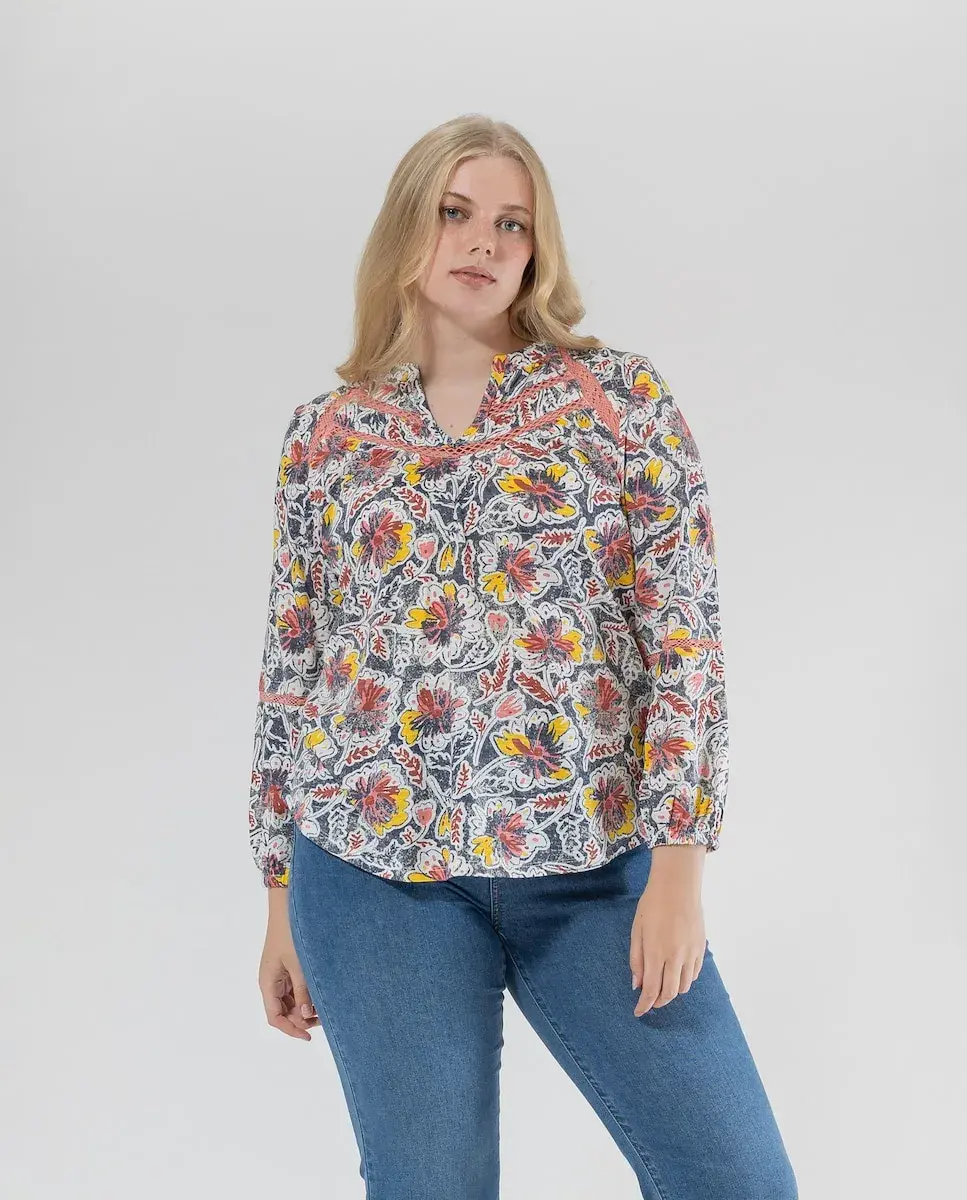 Женская футболка с принтом и V-образным вырезом October, мультиколор
Женская футболка с принтом и V-образным вырезом October, мультиколор