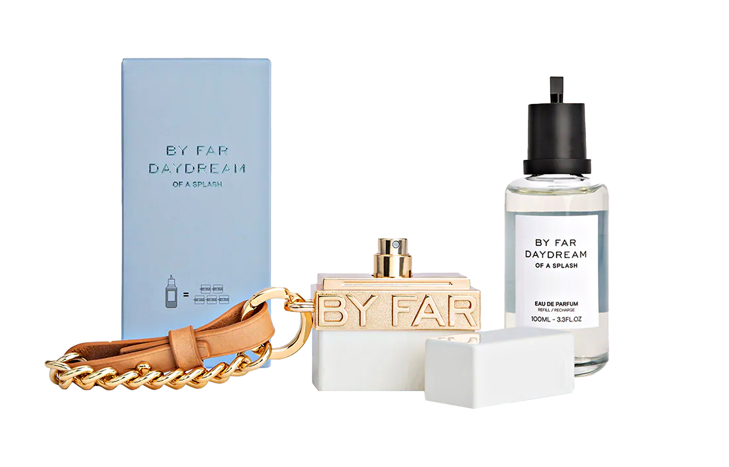 Набор духов 100ml + парфюмерная коробка + декоративная цепочка с пряжкой By Far
Набор духов 100ml + парфюмерная коробка + декоративная цепочка с пряжкой By Far