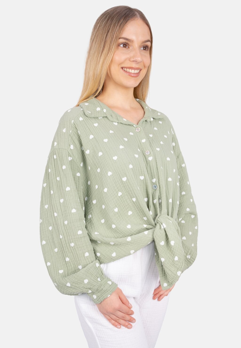 Блузка на пуговицах LIYA MUSSELIN HERZ OVERSIZED Seasons of April, хаки
Блузка на пуговицах LIYA MUSSELIN HERZ OVERSIZED Seasons of April, хаки