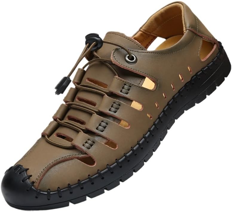 Мужские летние повседневные кожаные сандалии с закрытым носком, рыбацкие регулируемые пляжные туфли Hhhchpm, хаки
Мужские летние повседневные кожаные сандалии с закрытым носком, рыбацкие регулируемые пляжные туфли Hhhchpm, хаки