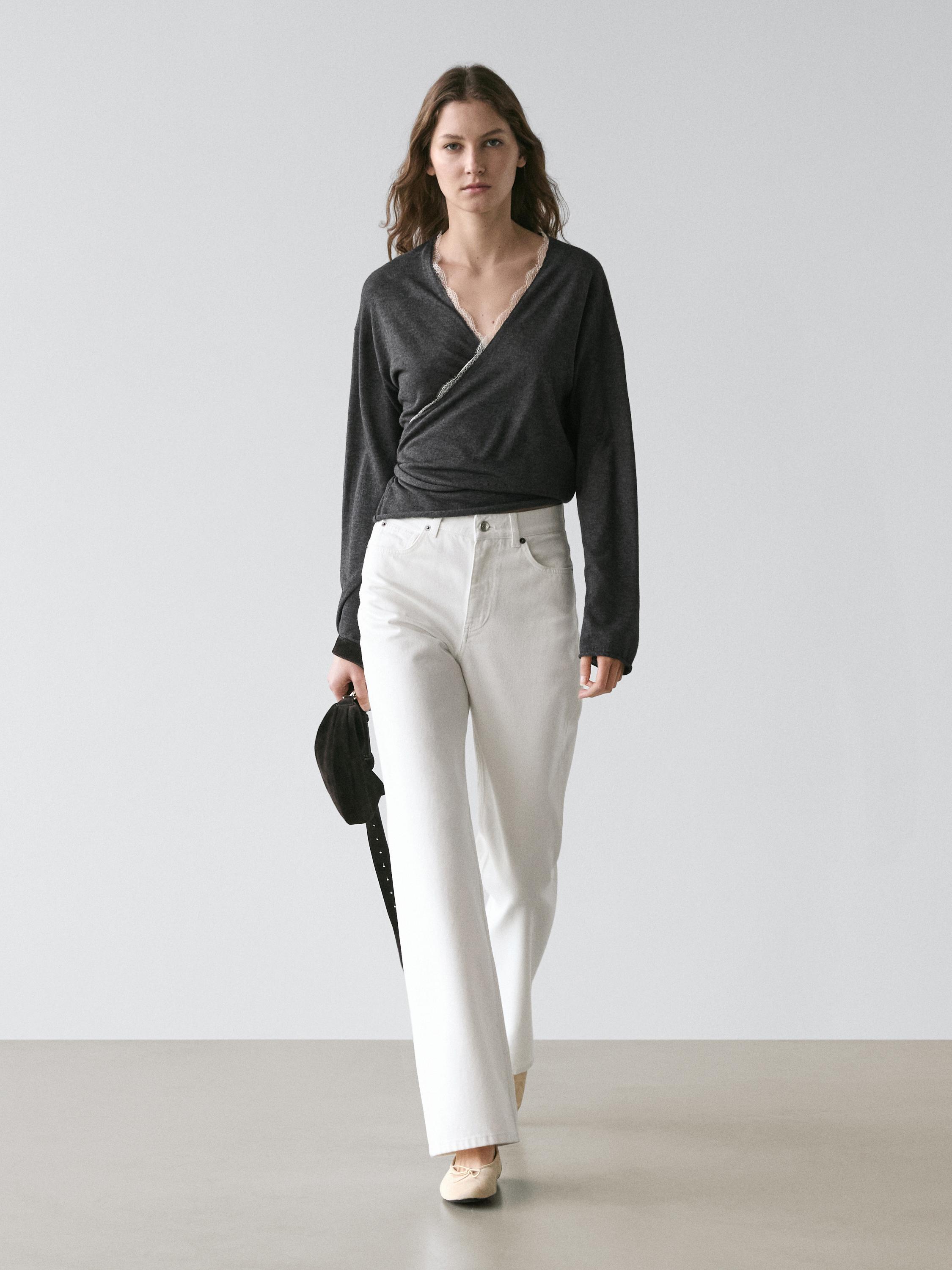 Вязаный кардиган с запахом и кружевной отделкой Massimo Dutti, anthracite grey
Вязаный кардиган с запахом и кружевной отделкой Massimo Dutti, anthracite grey