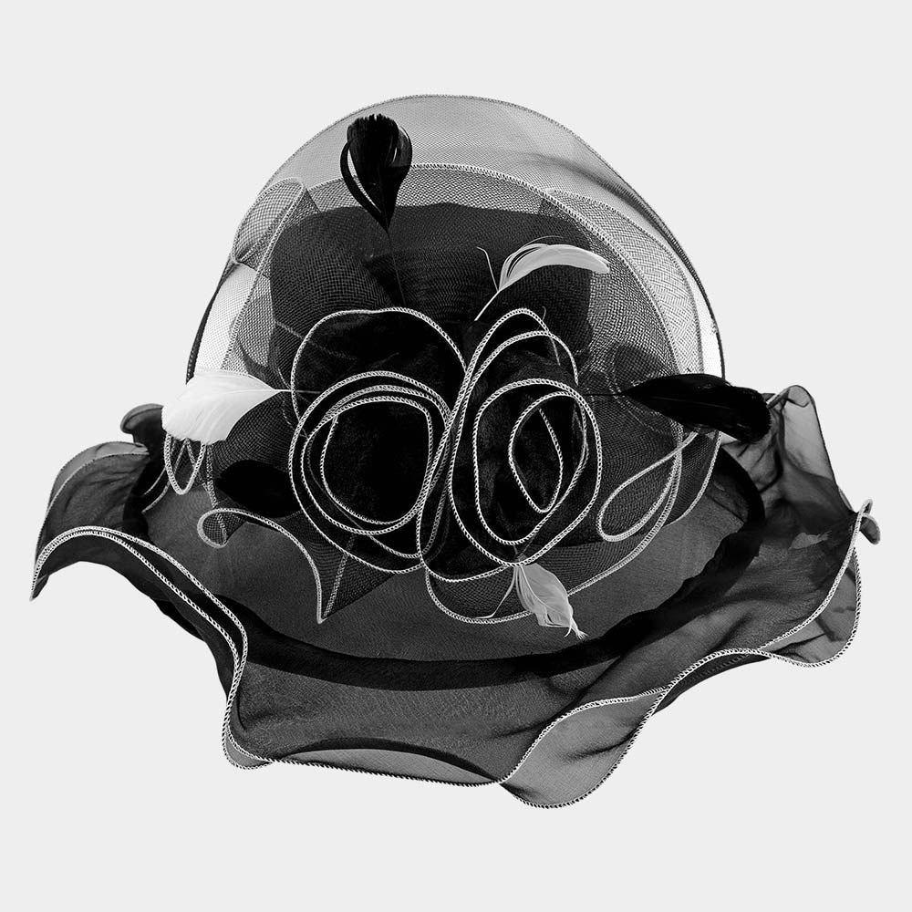 Двухслойная шляпа из органзы с цветочными и перьевыми акцентами FASHNZFAB, черный
Двухслойная шляпа из органзы с цветочными и перьевыми акцентами FASHNZFAB, черный