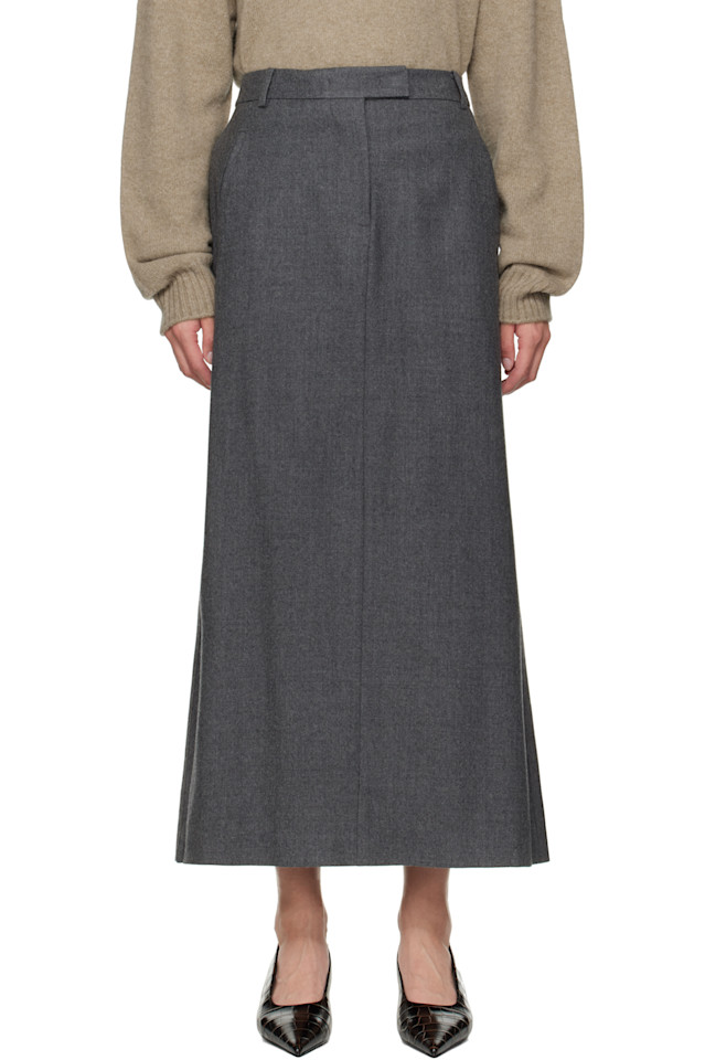 Шерстяная удлинённая юбка модель maxi Le17Septembre, серый 
Шерстяная удлинённая юбка модель maxi Le17Septembre, серый