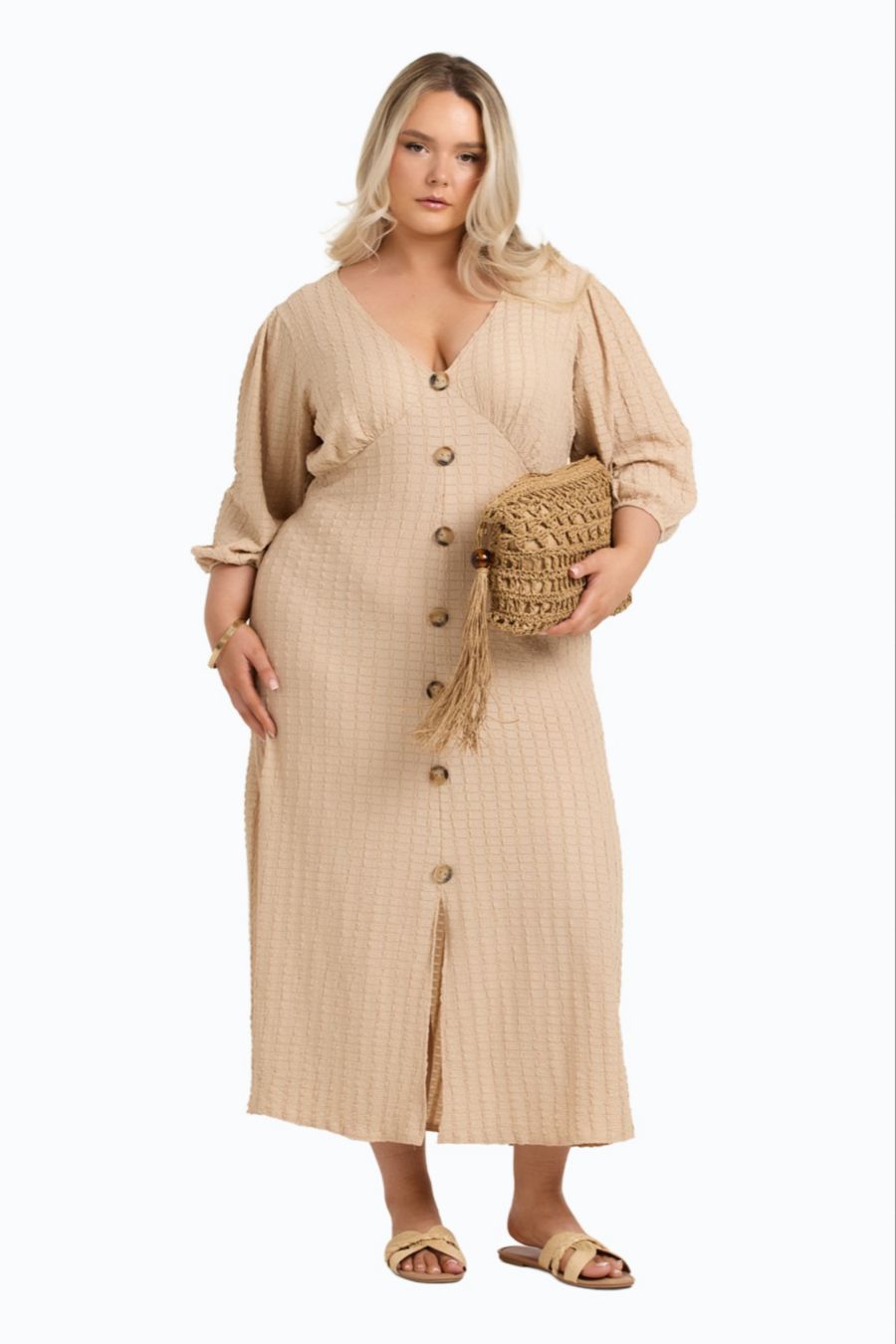 Женское миди-платье с рукавами-баллонами и застежкой на пуговицы спереди FASHION-SZN CURVE, Stone
Женское миди-платье с рукавами-баллонами и застежкой на пуговицы спереди FASHION-SZN CURVE, Stone