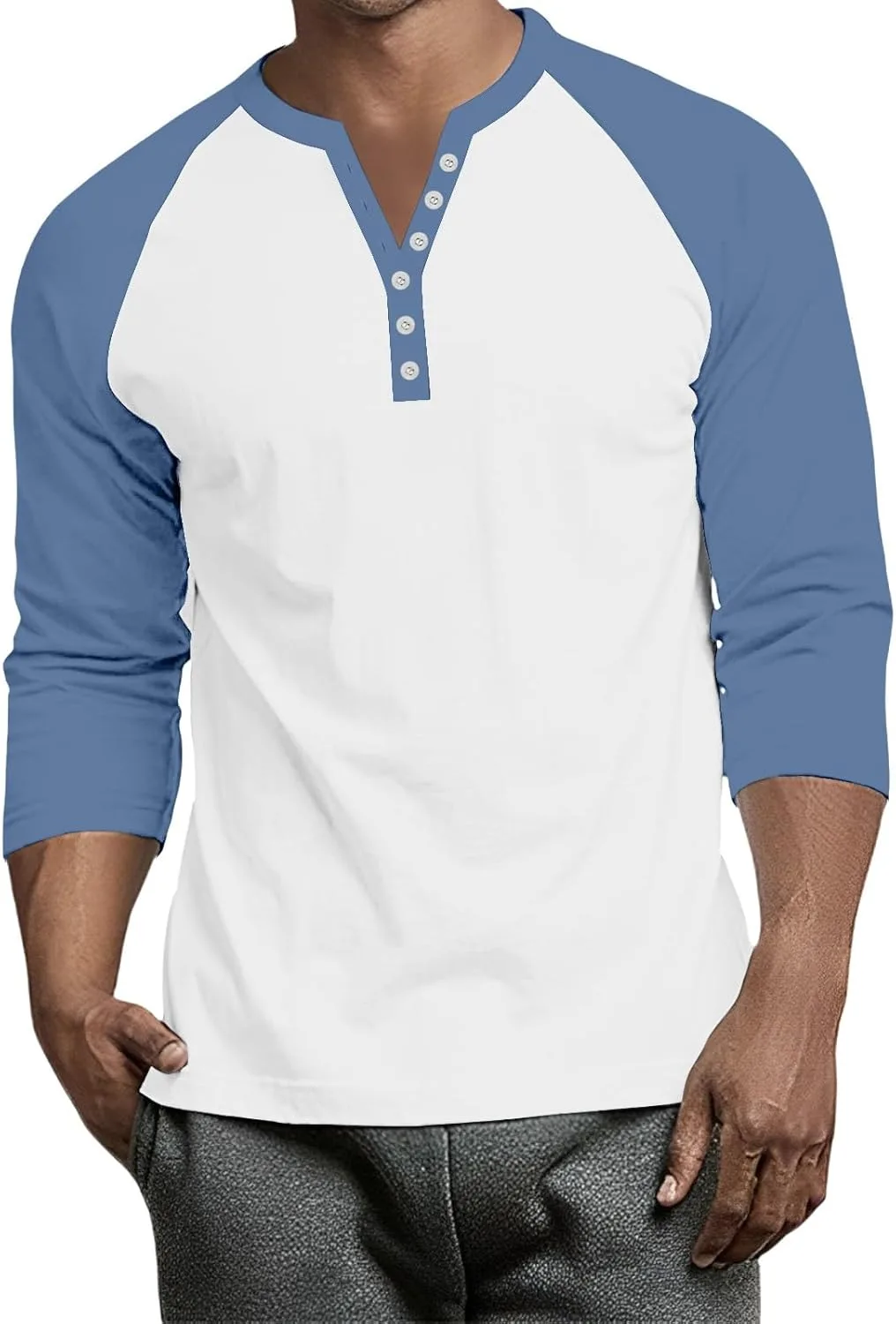Мужская бейсболка Henley Raglan с рукавом 3/4, S-3XL WENKOMG1
Мужская бейсболка Henley Raglan с рукавом 3/4, S-3XL WENKOMG1