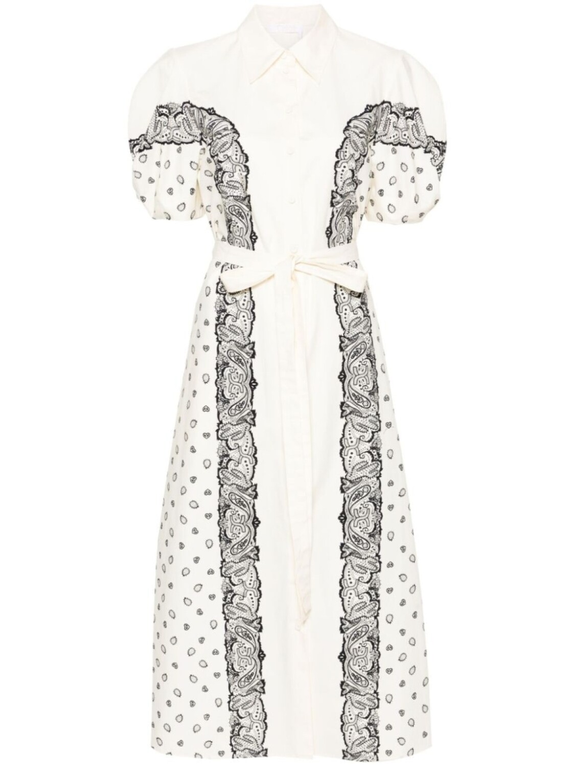 Платье-рубашка миди с принтом бандана Chloé, белый 
Платье-рубашка миди с принтом бандана Chloé, белый