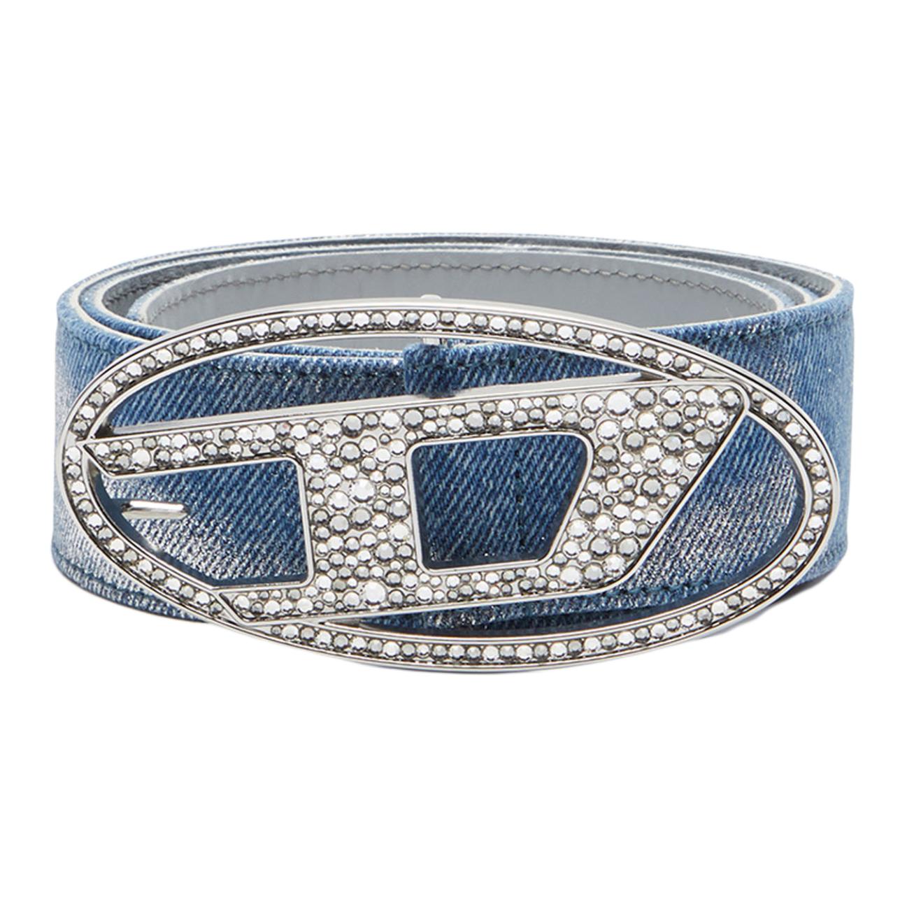 DIESEL Стразированный пояс с логотипом, Light Blue 
DIESEL Стразированный пояс с логотипом, Light Blue