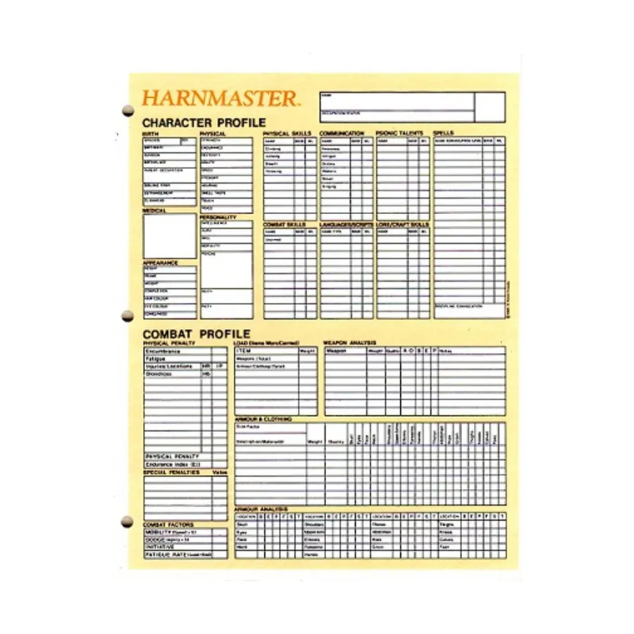 HarnMaster - Пакет профилей персонажей, Harn - Core & Assorted
HarnMaster - Пакет профилей персонажей, Harn - Core & Assorted