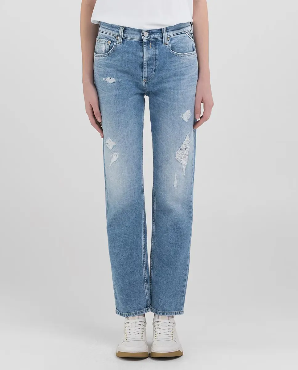 Женские прямые джинсы длиной до щиколотки с эффектом потертости Replay, светло-голубой
Женские прямые джинсы длиной до щиколотки с эффектом потертости Replay, светло-голубой