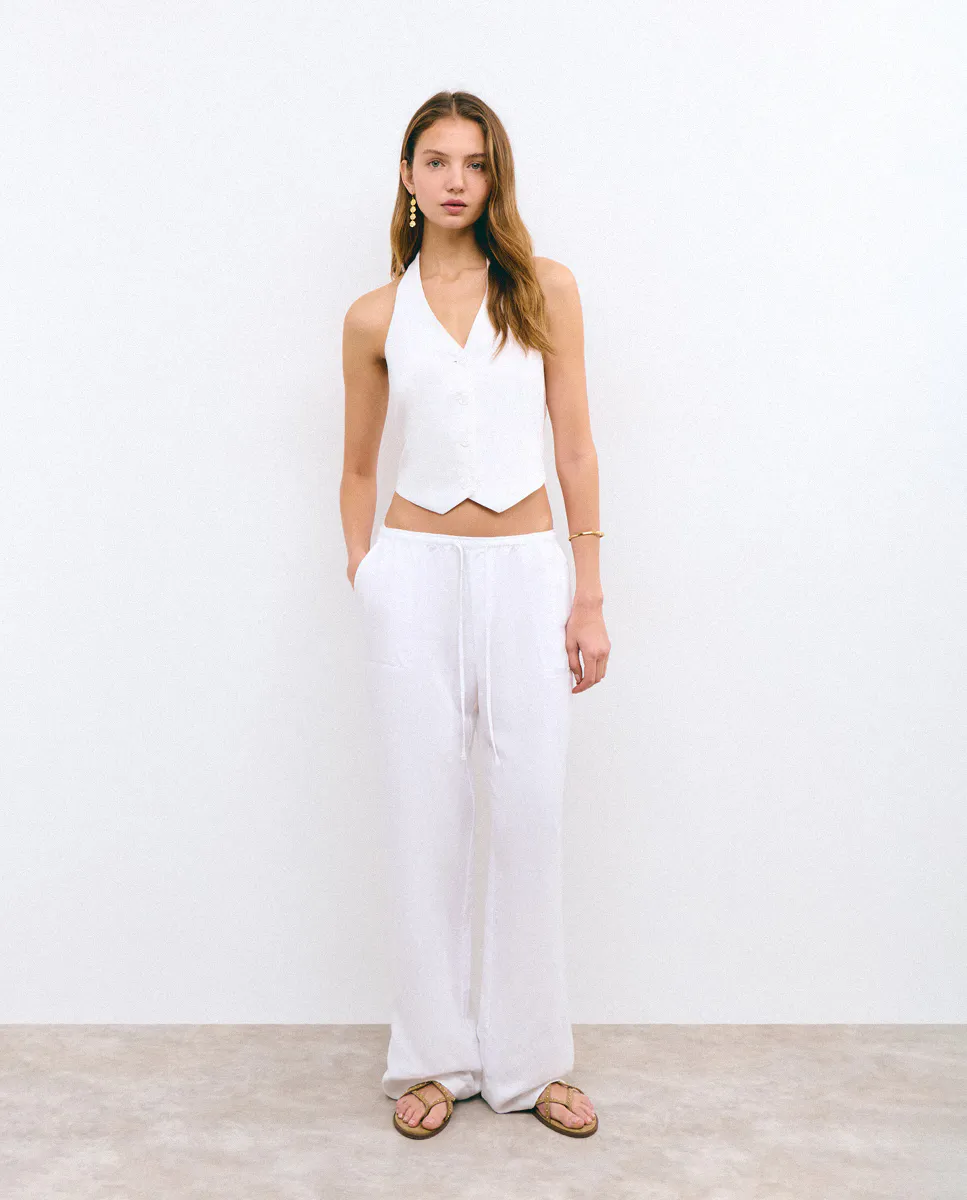 Струящиеся женские брюки со льном Brownie, белый
Струящиеся женские брюки со льном Brownie, белый