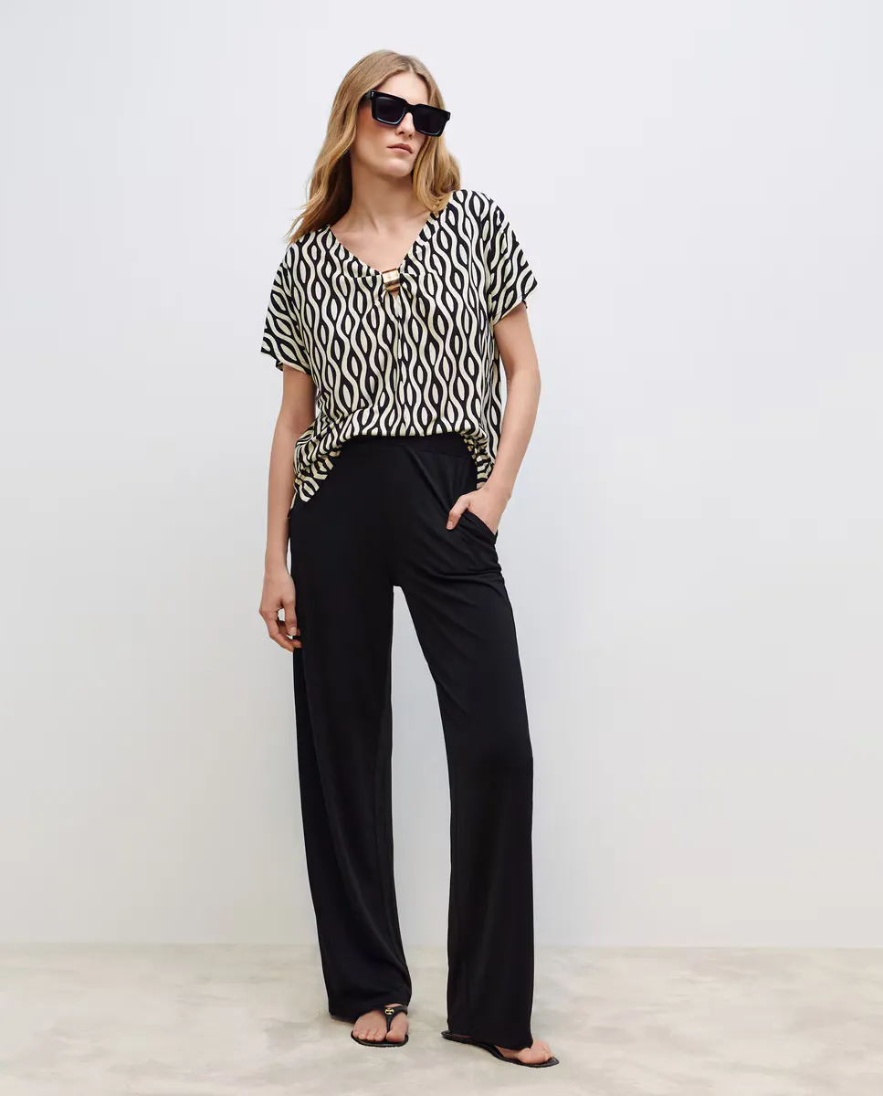 Широкие струящиеся женские брюки Woman El Corte Inglés, черный
Широкие струящиеся женские брюки Woman El Corte Inglés, черный