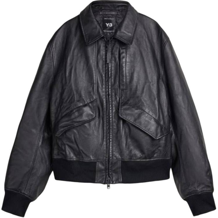 Y-3 Кожаная куртка Y 3 с клапанным карманом, Black 
Y-3 Кожаная куртка Y 3 с клапанным карманом, Black