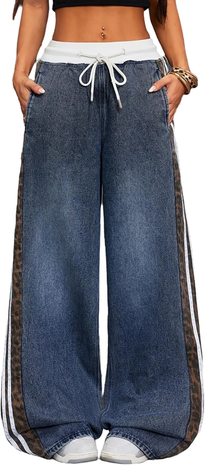 Женские джинсы в стиле бойфренд с леопардовым принтом и широкими штанинами QLAUYIOE
Женские джинсы в стиле бойфренд с леопардовым принтом и широкими штанинами QLAUYIOE