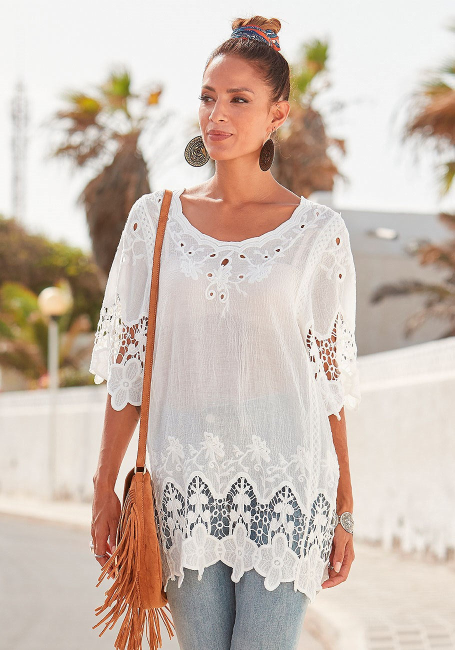 LASCANA Женская туника с деталями из вязаного крючком, белый
LASCANA Женская туника с деталями из вязаного крючком, белый