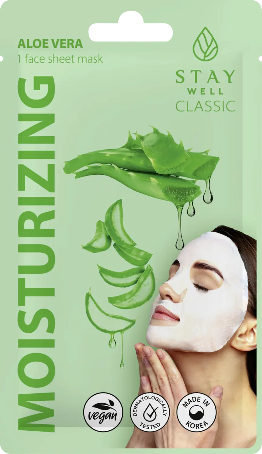 Маска для лица STAY WELL Classic sheet mask - Aloe Vera Moisturizing
Маска для лица STAY WELL Classic sheet mask - Aloe Vera Moisturizing