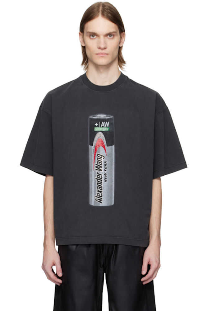 Черная футболка с графическим принтом логотипа Battery Alexander Wang
Черная футболка с графическим принтом логотипа Battery Alexander Wang