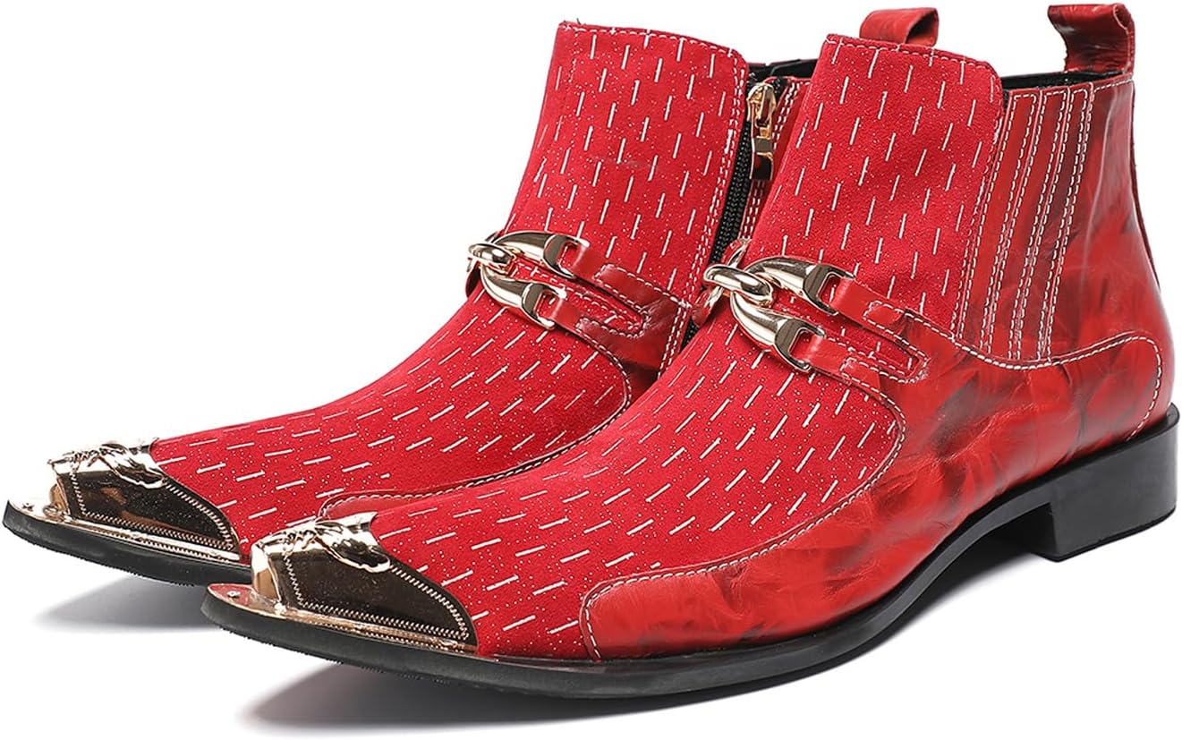 Мужские ботинки Santimon Chelsea из натуральной кожи - металлический заостренный носок, повседневные роскошные ковбойские ботинки с пряжкой - модные западные ботинки для вечеринки, клуба, свадьбы, сценических выступлений, красный
Мужские ботинки Santimon Chelsea из натуральной кожи - металлический заостренный носок, повседневные роскошные ковбойские ботинки с пряжкой - модные западные ботинки для вечеринки, клуба, свадьбы, сценических выступлений, красный