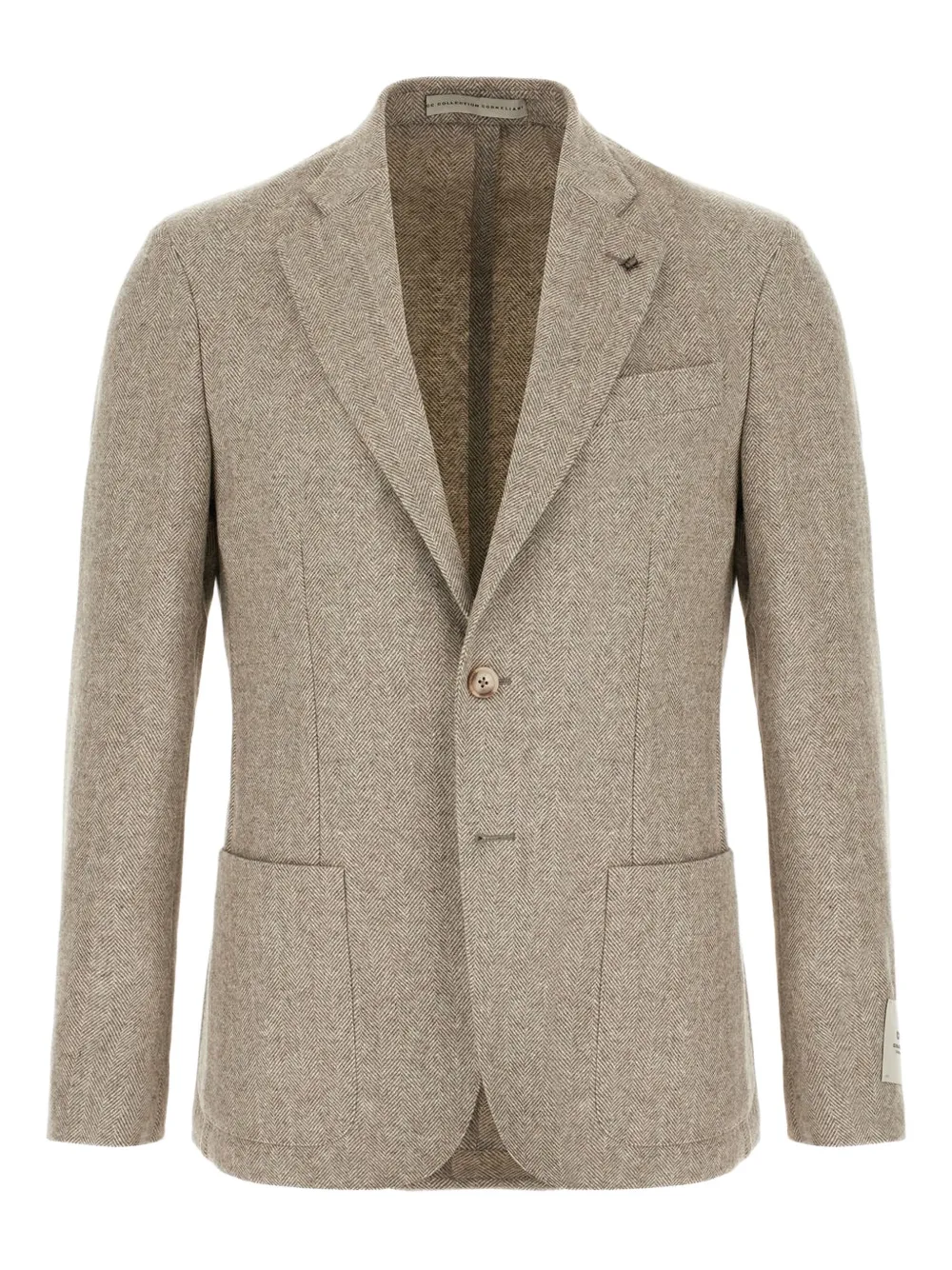 Однобортный пиджак с елочным узором Corneliani, нейтральный 
Однобортный пиджак с елочным узором Corneliani, нейтральный