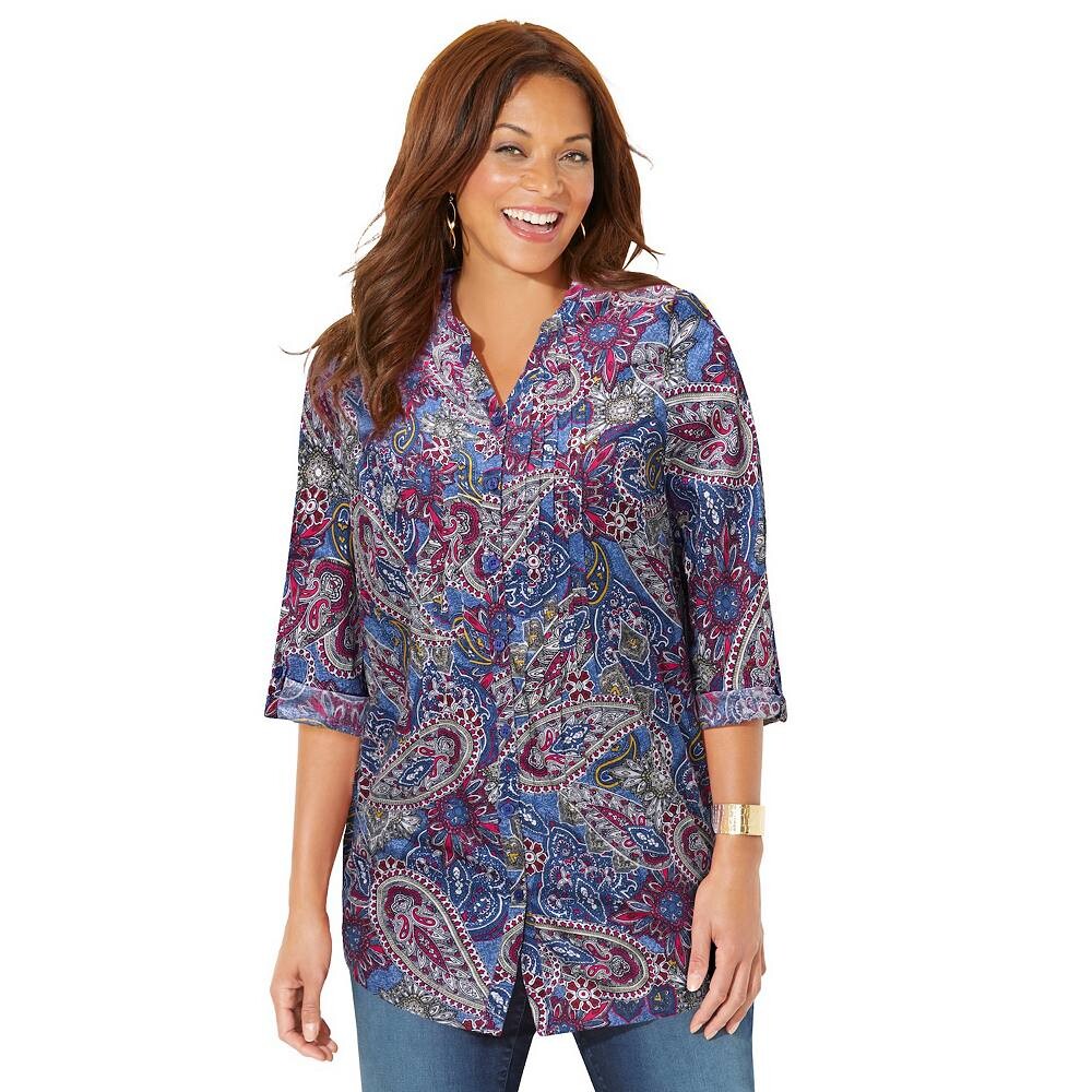 Женская блузка на пуговицах с защипами и защипами, большие размерыCatherines, цвет Royal Navy Outlined
Женская блузка на пуговицах с защипами и защипами, большие размерыCatherines, цвет Royal Navy Outlined