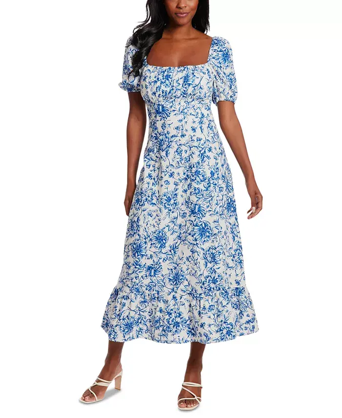 Женское платье миди с пышными рукавами, сборками и завышенной талией со складками на спине London Times, синий
Женское платье миди с пышными рукавами, сборками и завышенной талией со складками на спине London Times, синий