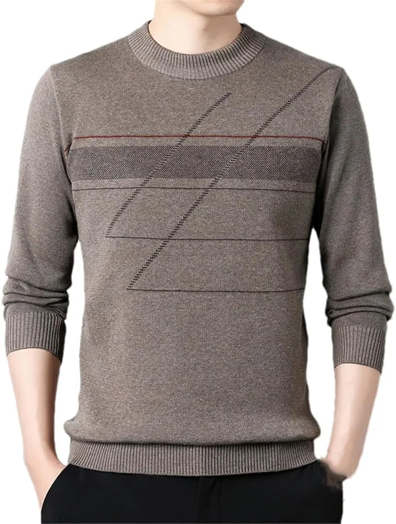 Мужской полосатый свитер с круглым вырезом
Мужской полосатый свитер с круглым вырезом