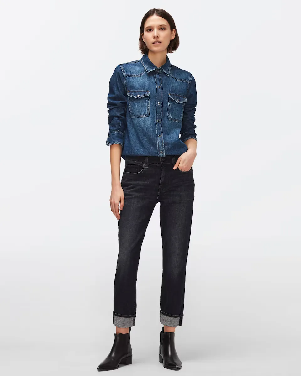 Женские свободные узкие джинсы средней посадки 7 For all mankind, черный 
Женские свободные узкие джинсы средней посадки 7 For all mankind, черный