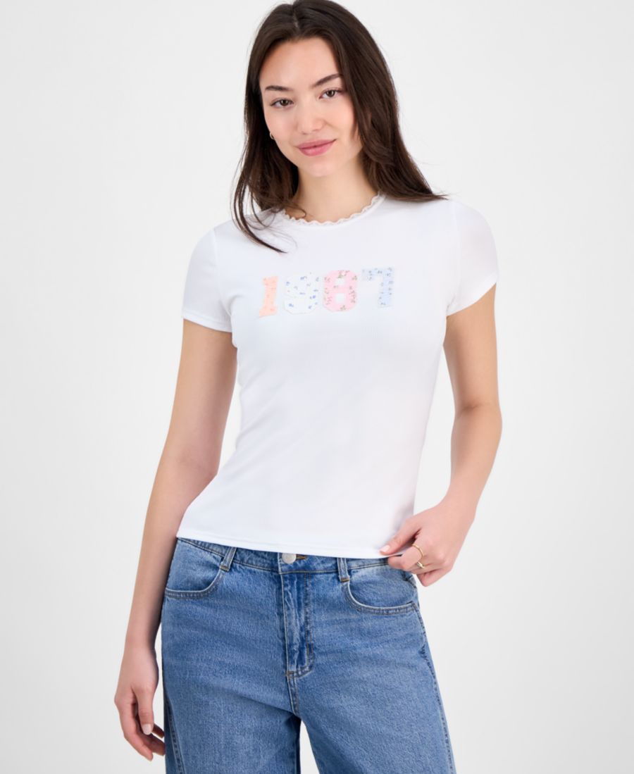 Детская футболка с аппликацией и пико-отделкой Just Polly, Bright White 1987
Детская футболка с аппликацией и пико-отделкой Just Polly, Bright White 1987