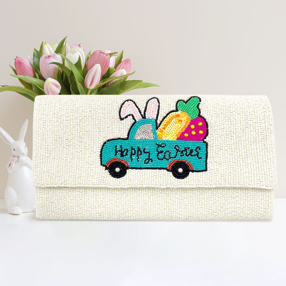 Пасхальный кролик с морковкой Бисерная сумка-клатч через плечо FASHNZFAB, слоновая кость
Пасхальный кролик с морковкой Бисерная сумка-клатч через плечо FASHNZFAB, слоновая кость