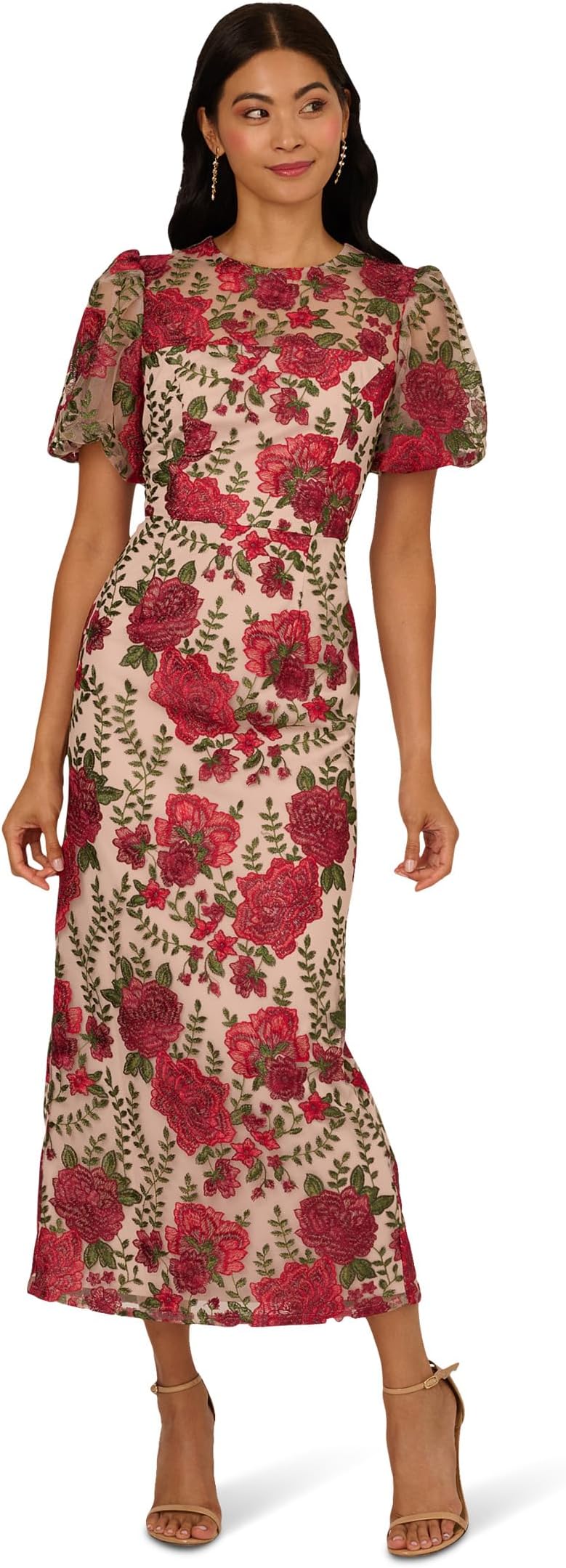 Женское платье с вышитыми рукавами-фонариками Adrianna Papell, Red/Nude
Женское платье с вышитыми рукавами-фонариками Adrianna Papell, Red/Nude