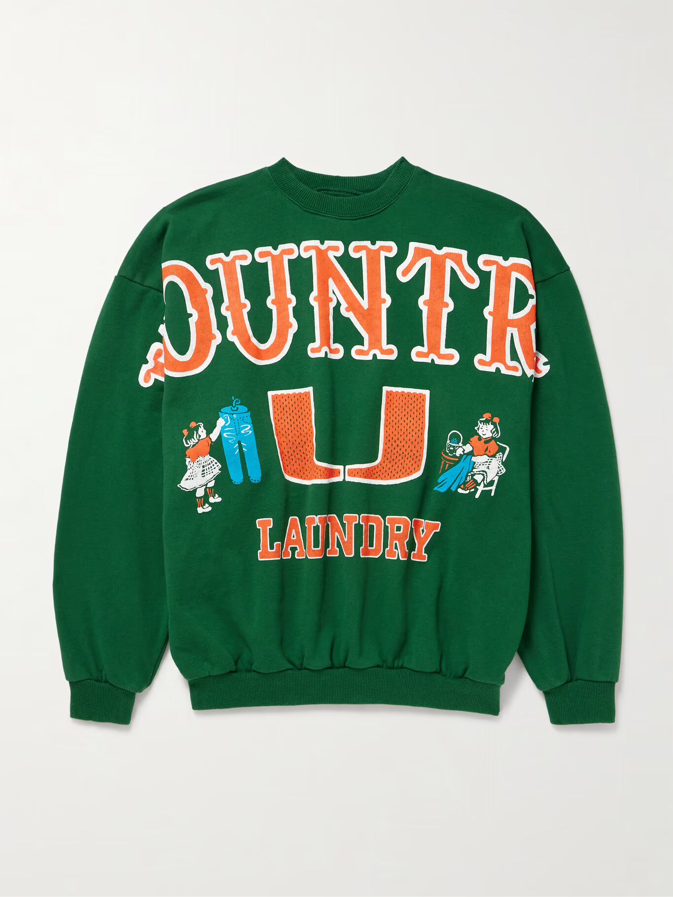 Толстовка из хлопкового джерси с принтом KAPITAL, зеленый 
Толстовка из хлопкового джерси с принтом KAPITAL, зеленый