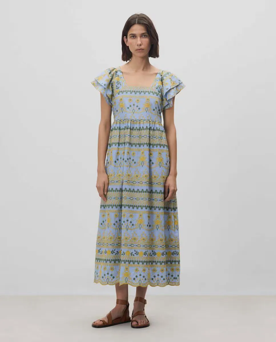 Вышитое платье с длинными рукавами Simorra, синий 
Вышитое платье с длинными рукавами Simorra, синий