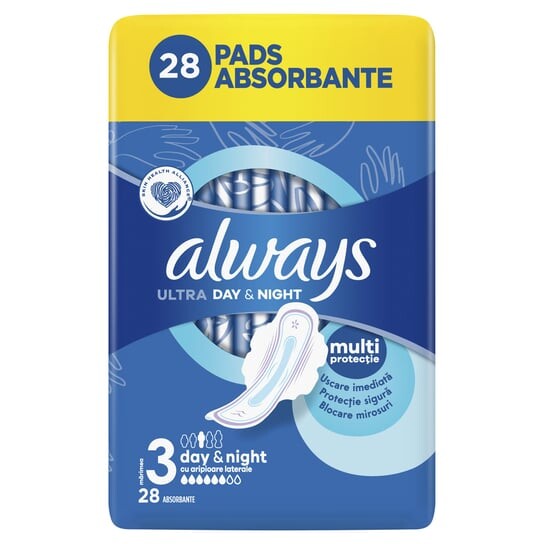 Гигиенические прокладки Always, Ultra Day & Night с крылышками, размер 3, 28 штук
Гигиенические прокладки Always, Ultra Day & Night с крылышками, размер 3, 28 штук
