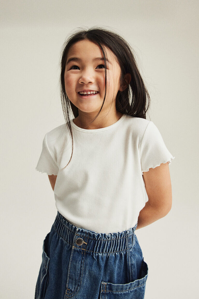 Топ из джерси в рубчик H&M, белый
Топ из джерси в рубчик H&M, белый