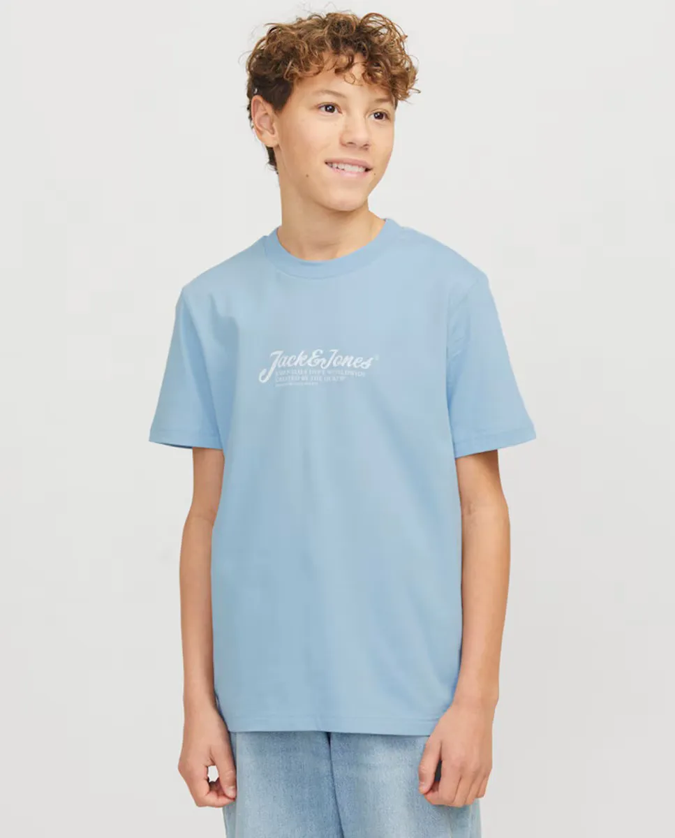 Футболка для мальчика с короткими рукавами и принтом спереди Jack & Jones, голубой
Футболка для мальчика с короткими рукавами и принтом спереди Jack & Jones, голубой
