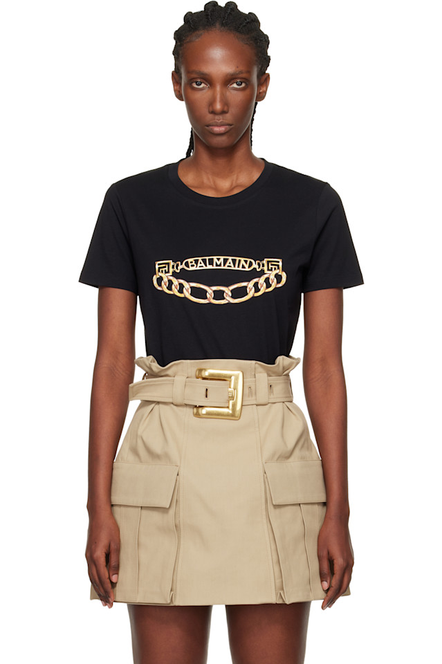 Футболка с короткими рукавами и принтом в виде цепочек Balmain, черный
Футболка с короткими рукавами и принтом в виде цепочек Balmain, черный
