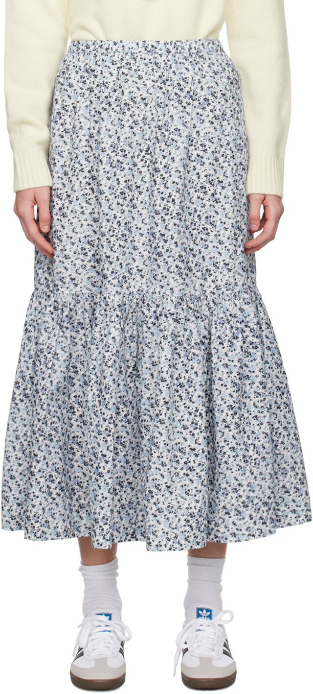 Синяя юбка-макси с оборками GANNI
Синяя юбка-макси с оборками GANNI