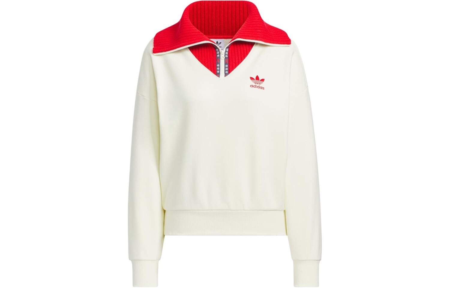 СОВМЕСТНАЯ МОДЕЛЬ FEIFEI RUAN Толстовка женская цвета слоновой кости и белого цвета Adidas Originals 
СОВМЕСТНАЯ МОДЕЛЬ FEIFEI RUAN Толстовка женская цвета слоновой кости и белого цвета Adidas Originals