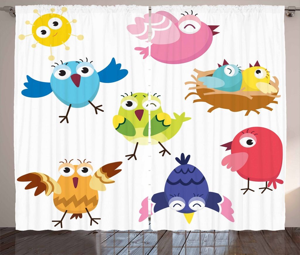 Занавеска ABAKUHAUS Bird в деревенском стиле, Funny Birds Sun Cartoon, занавеска из ленты с рюшами для спальни, петлями и крючками, 280 x 225 см, разноцветная
Занавеска ABAKUHAUS Bird в деревенском стиле, Funny Birds Sun Cartoon, занавеска из ленты с рюшами для спальни, петлями и крючками, 280 x 225 см, разноцветная
