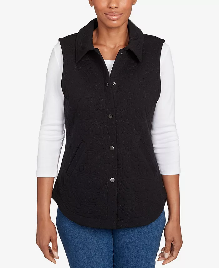 Маленькая стеганая махровая куртка-жилет Ruby Rd., черный
Маленькая стеганая махровая куртка-жилет Ruby Rd., черный