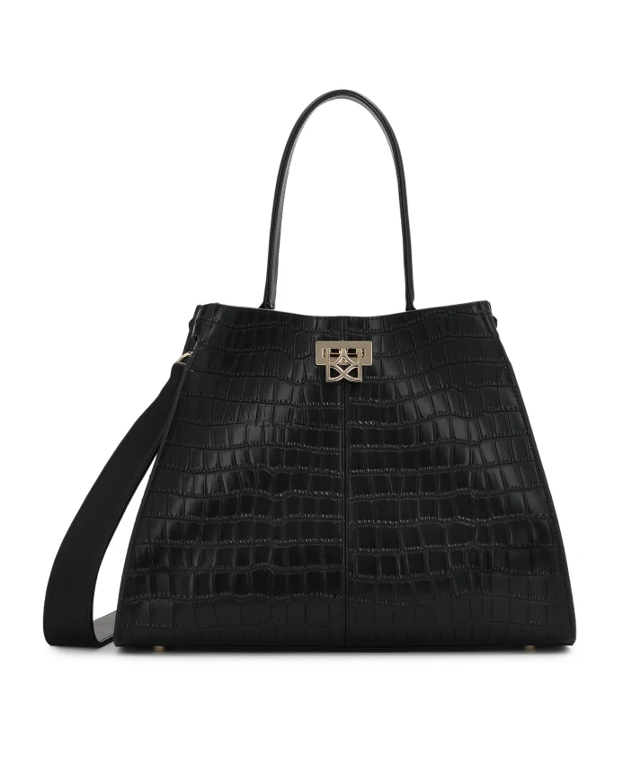 Черная кожаная сумка с тиснением Kazar, черный
Черная кожаная сумка с тиснением Kazar, черный