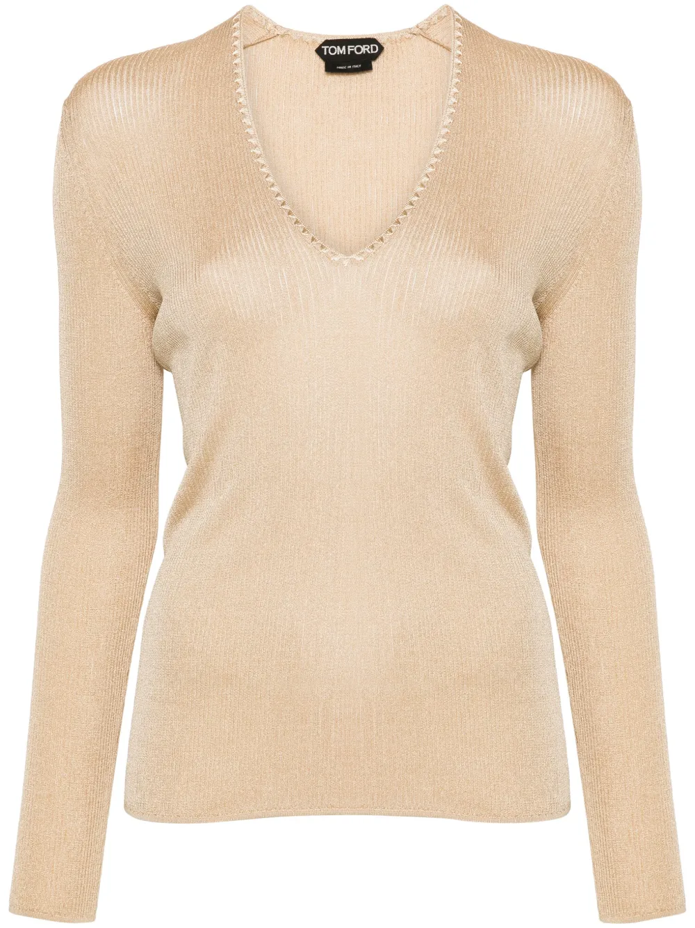 Джемпер в рубчик с V-образным вырезом TOM FORD, нейтральный
Джемпер в рубчик с V-образным вырезом TOM FORD, нейтральный
