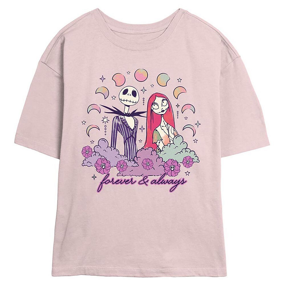 Футболка Disney's «Кошмар перед Рождеством» с изображением скиммера «Джек и Салли навсегда и всегда для юниоров», цвет Blush
Футболка Disney's «Кошмар перед Рождеством» с изображением скиммера «Джек и Салли навсегда и всегда для юниоров», цвет Blush