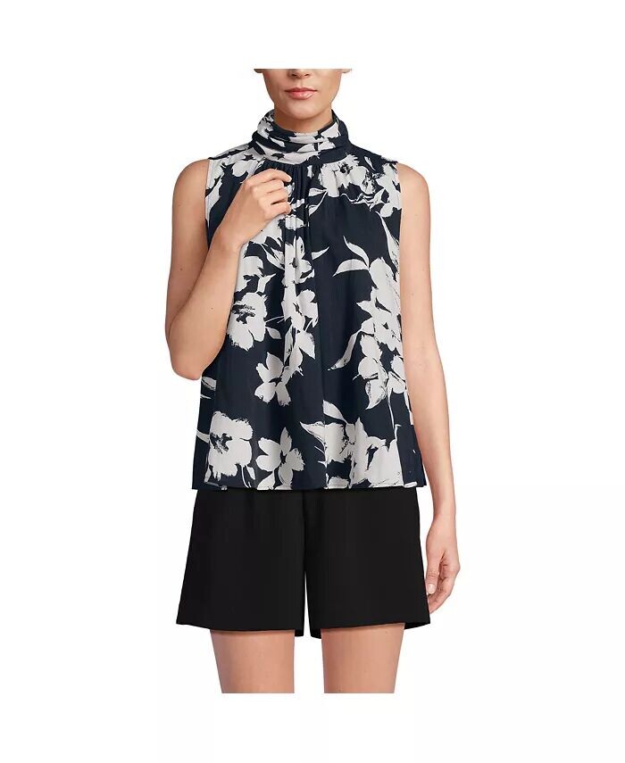 Женская блузка с воротником из хлопковой вуали Lands' End, черный
Женская блузка с воротником из хлопковой вуали Lands' End, черный