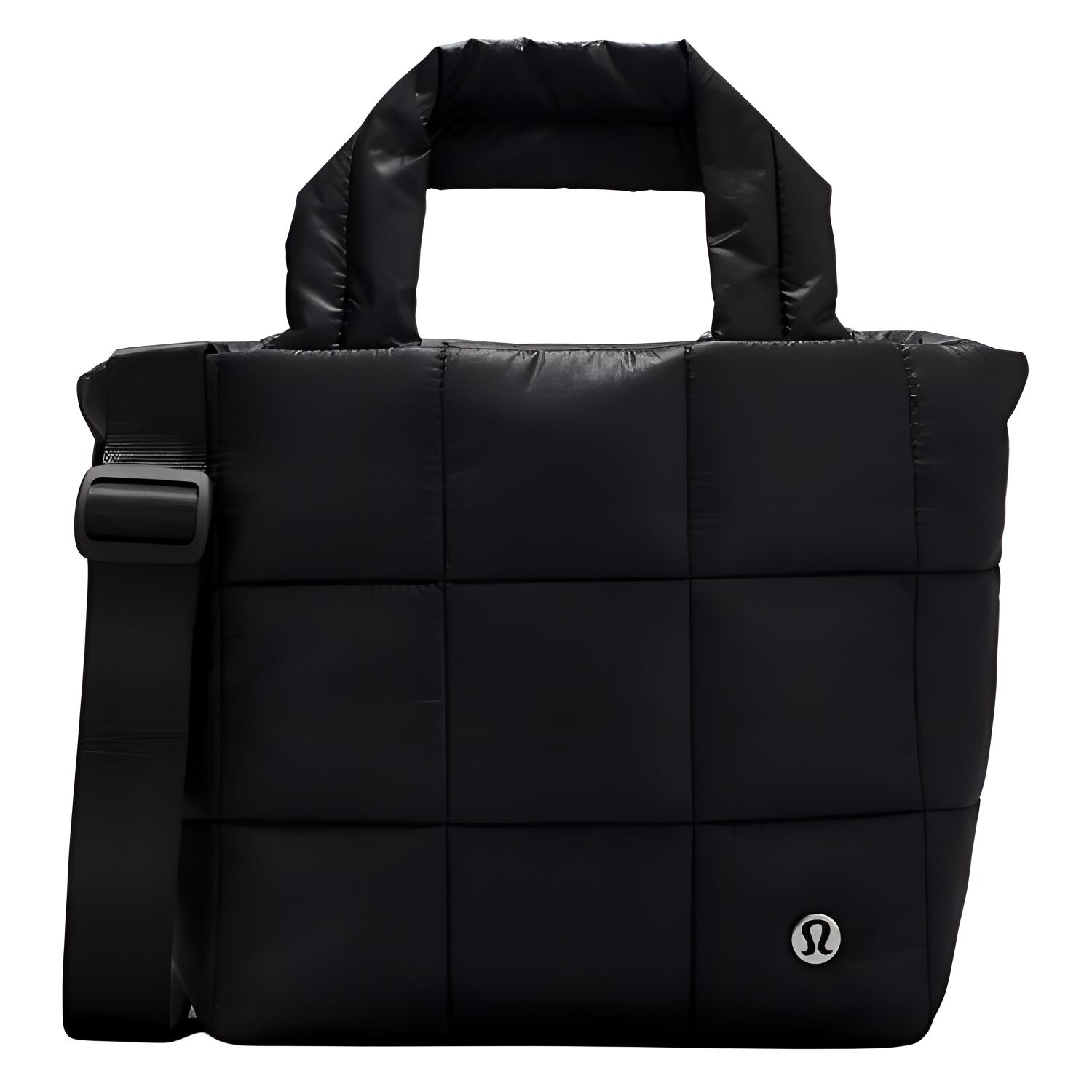 Lululemon Кожаная стеганая нейлоновая сумка-шоппер через плечо женская черная, Black 
Lululemon Кожаная стеганая нейлоновая сумка-шоппер через плечо женская черная, Black