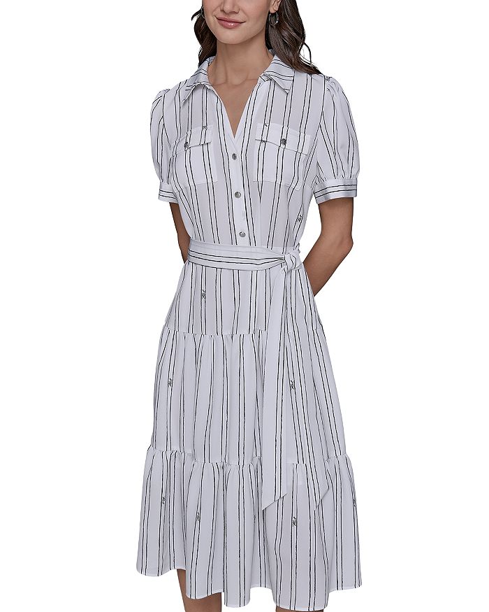 Приталенная рубашка-платье KARL LAGERFELD PARIS, белый 
Приталенная рубашка-платье KARL LAGERFELD PARIS, белый