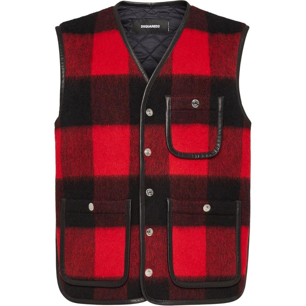 DSQUARED 2 Клетчатый жилет из шерстяной смеси, Red 
DSQUARED 2 Клетчатый жилет из шерстяной смеси, Red